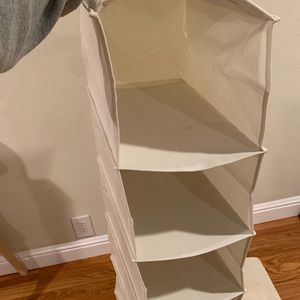 Two thick canvas drawers closet hanging shelf storage organizer.
